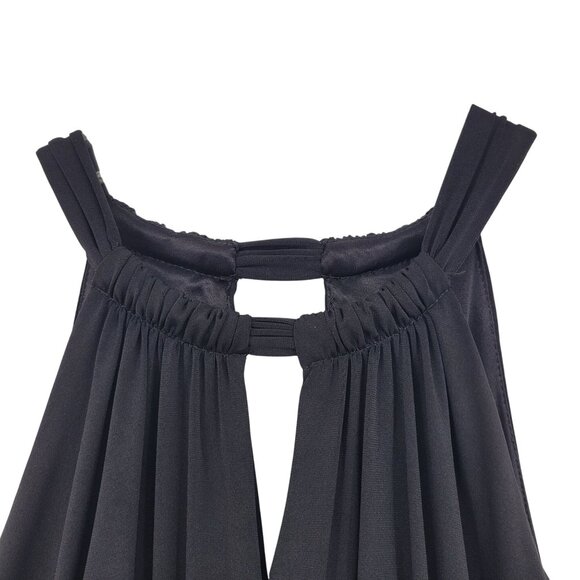 White House Black Market Womens Black Dress Sz 4 Sleeveless Ruched Waist Halter - Picture 3 of 8